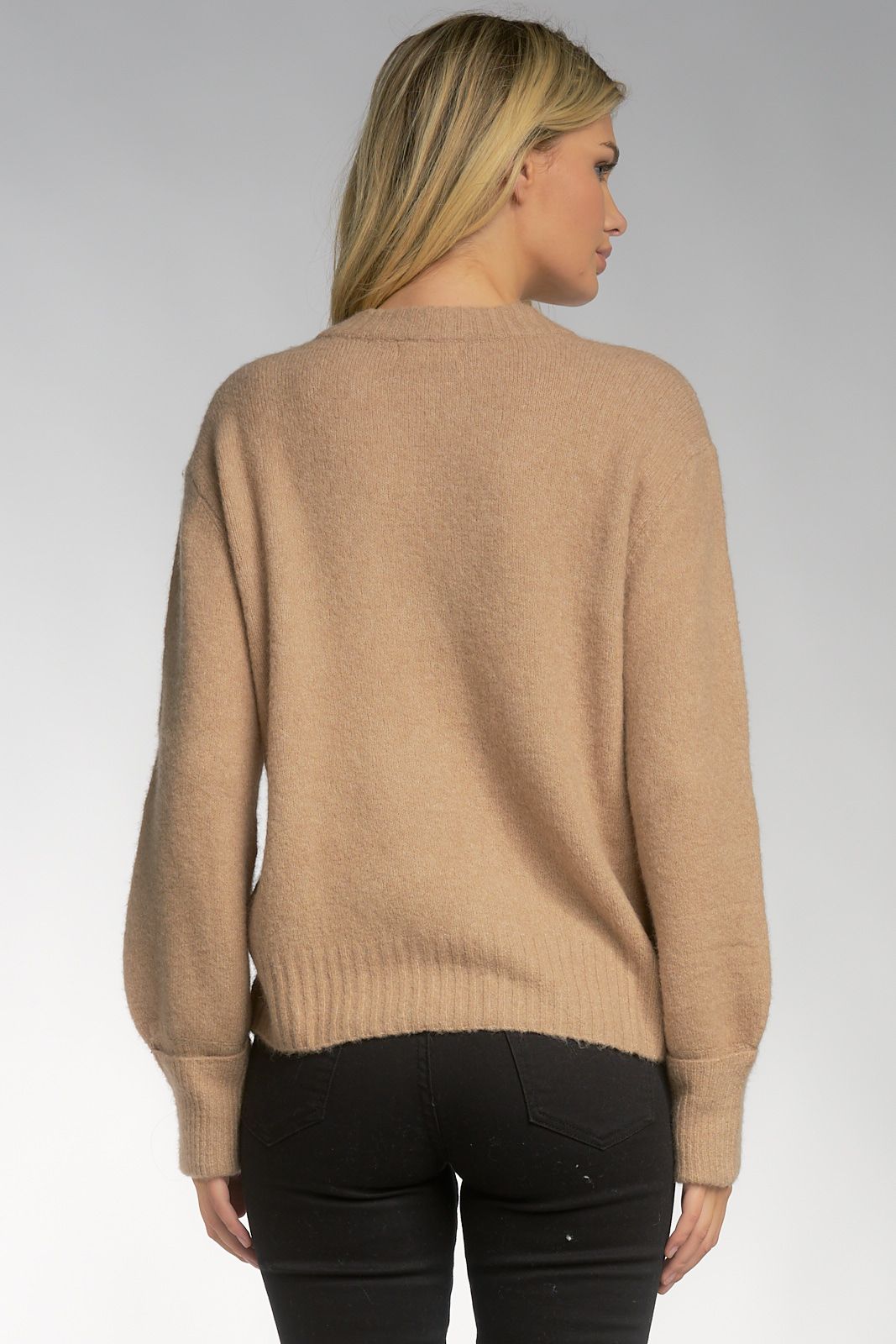V Neck Sweater | Khaki - Main Image Number 2 of 2
