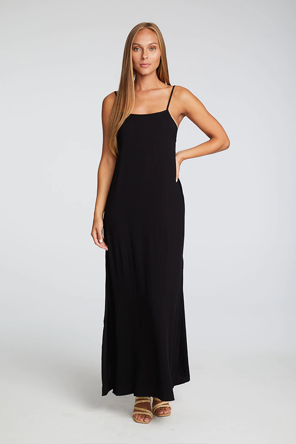 Heirloom Low Back Strappy Maxi Dress | Black - Main Image Number 1 of 3