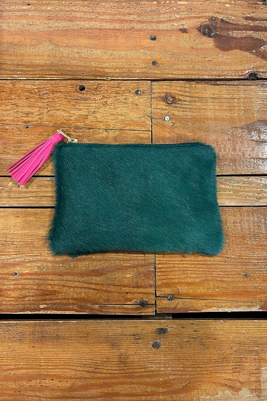 Cowhide Mini Clutch | Emerald - Main Image Number 1 of 1