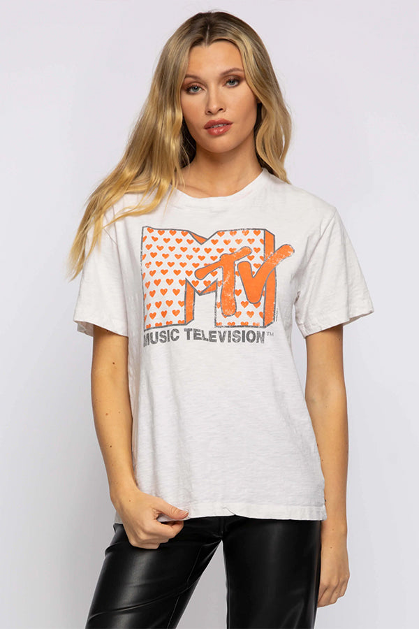 MTV Hearts Boyfriend Tee | Antique White - Main Image Number 2 of 2