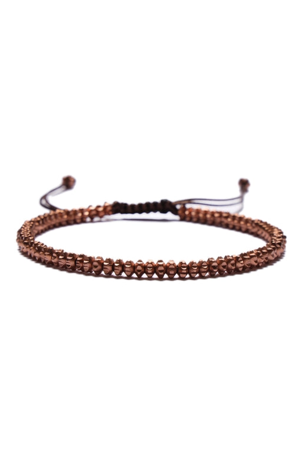 Mens Gear Shaped Copper Bead Bracelet