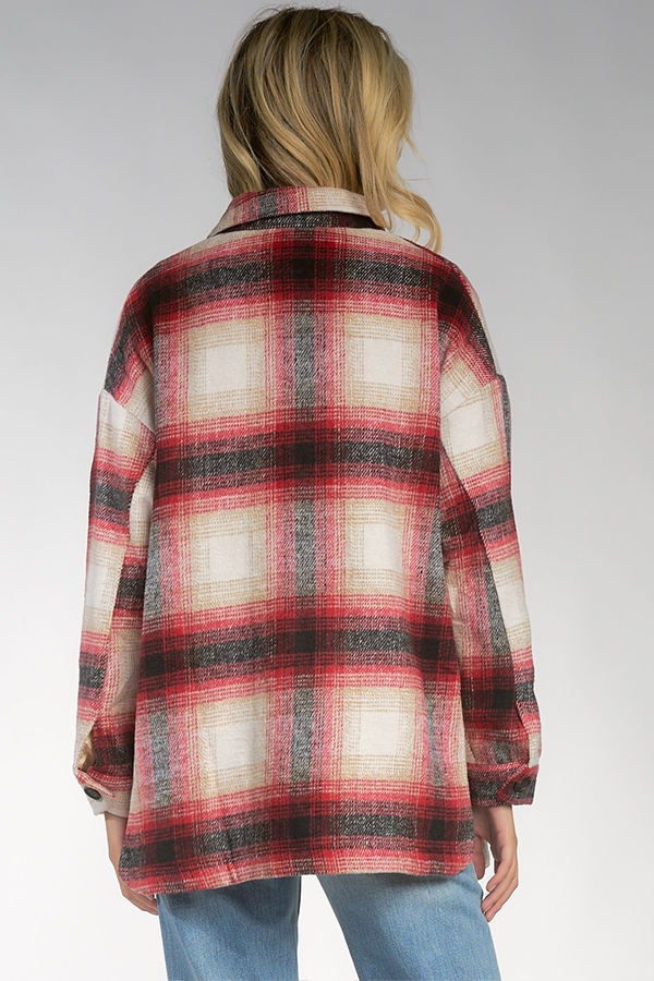 Riley Shirt Jacket | Red Plaid - Main Image Number 3 of 3
