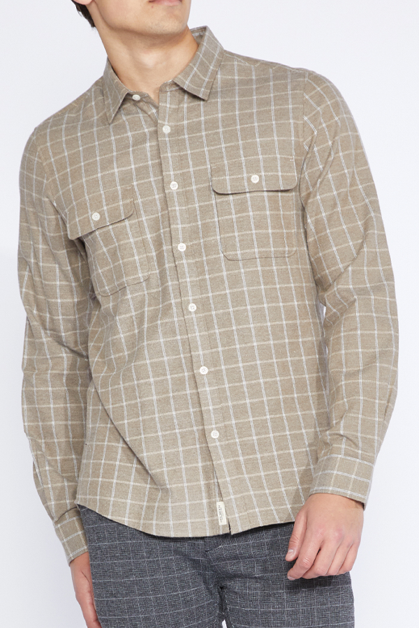 Enzo Woven Shirt | Heather Taupe - Main Image Number 1 of 4
