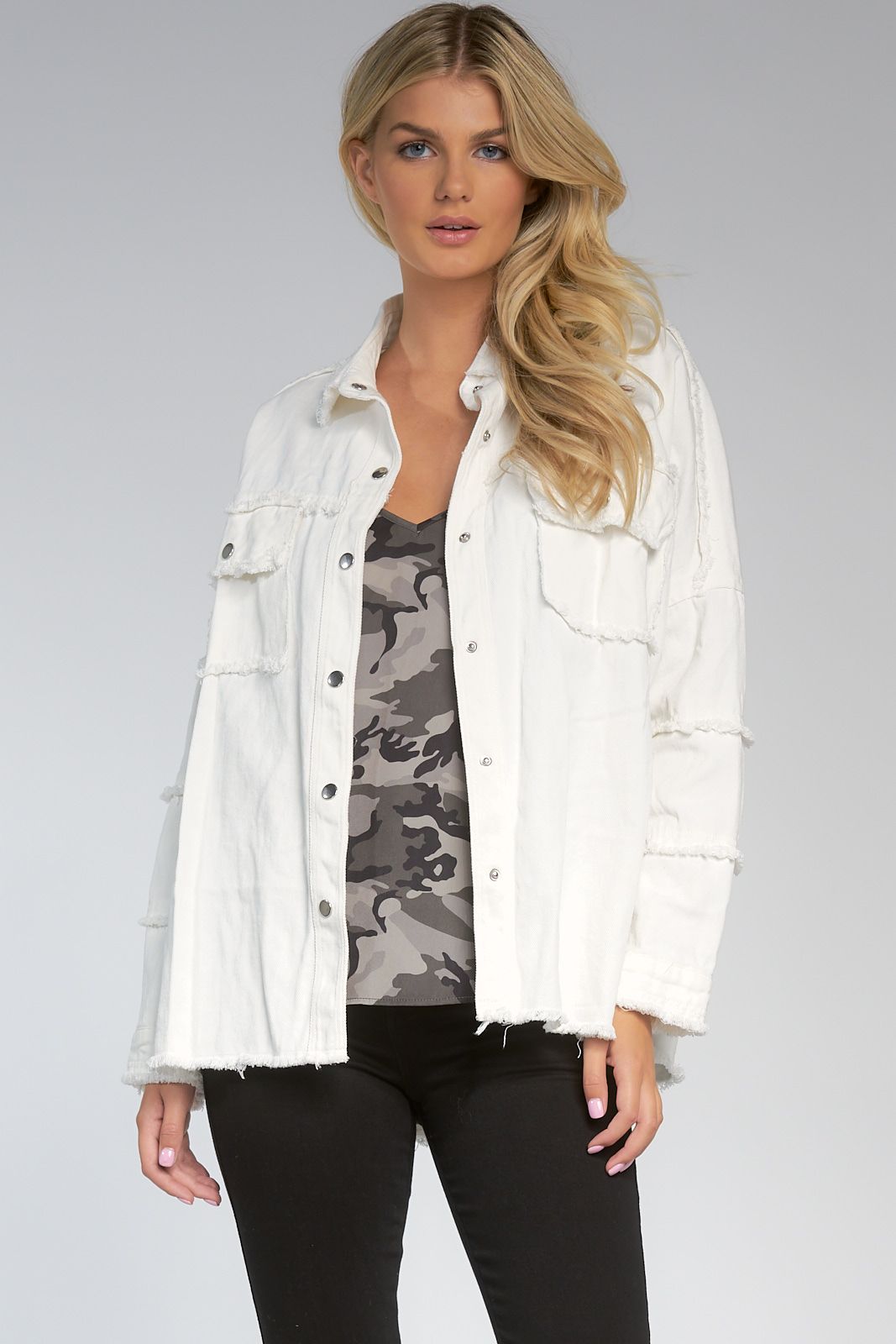 Distressed Rock & Roll Jacket | White - Main Image Number 2 of 3