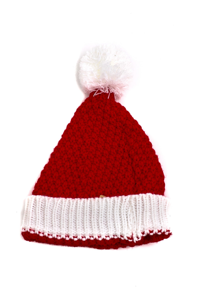 Knit Santa Hat Beanie | Red - West of Camden - Main Image Number 1 of 1