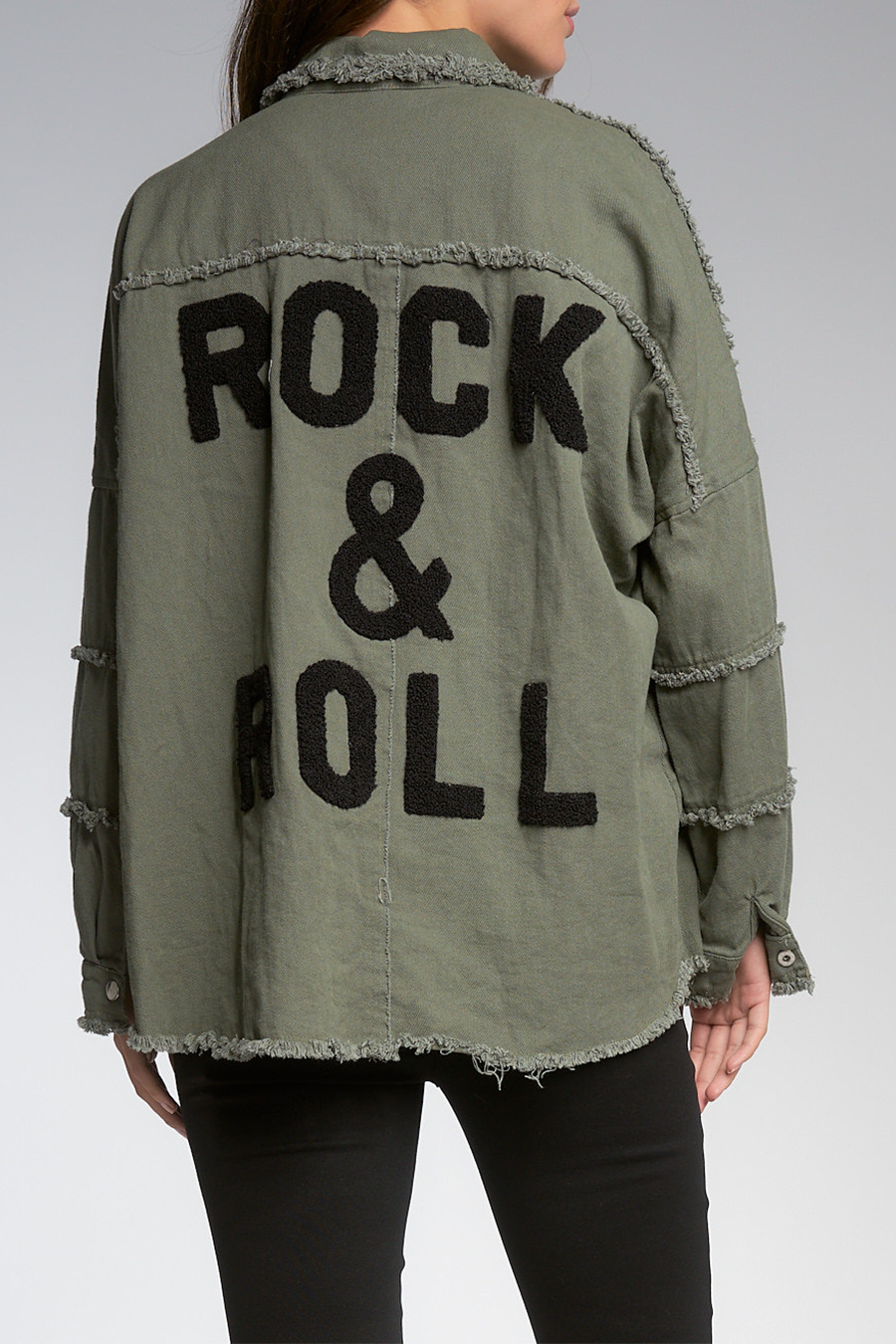 Distressed Rock & Roll Jacket | Olive - Main Image Number 1 of 3