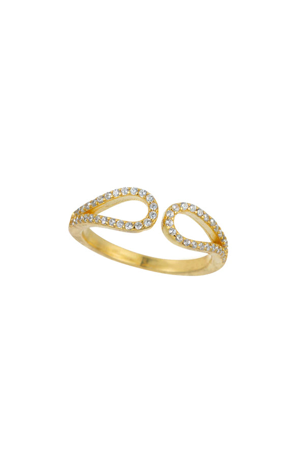 Melrose CZ Pave Open Double Loop Ring | Gold - Visual Media Number 1 of 1