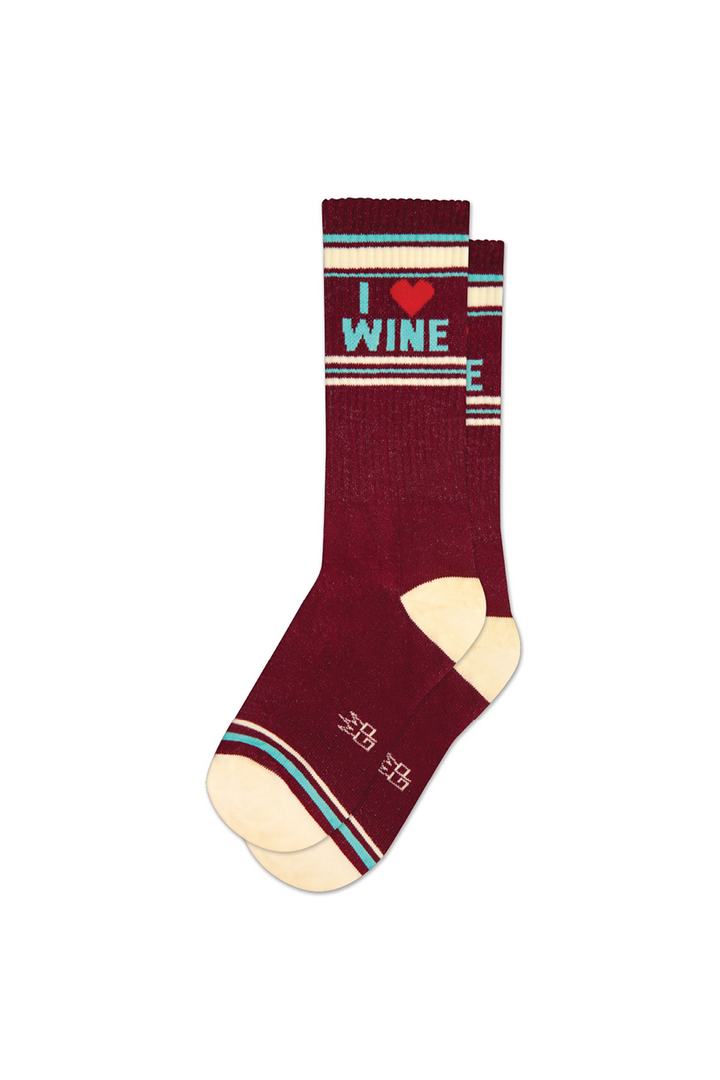 I Heart Wine Ribbed Gym Sock - Thumbnail Image Number 1 of 3
