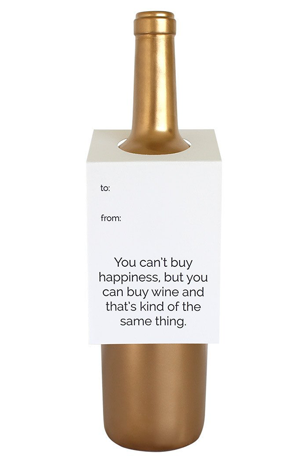 Can't Buy Happiness Wine Tag