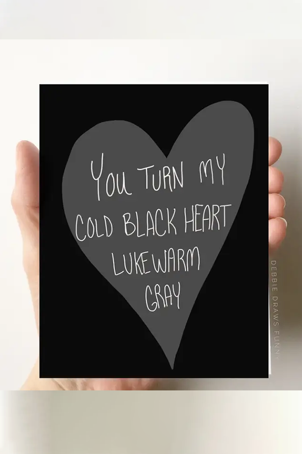 Cold Black Heart Valentines Card - Main Image Number 1 of 1