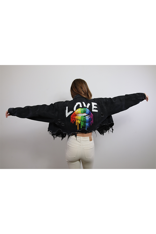 Love Pride Jean Jacket | Black - Thumbnail Image Number 2 of 3
