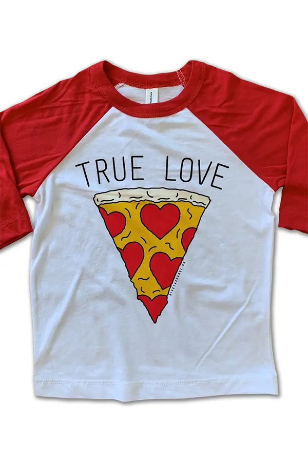 Kids True Love Pizza Baseball Tee | Red - Main Image Number 1 of 1