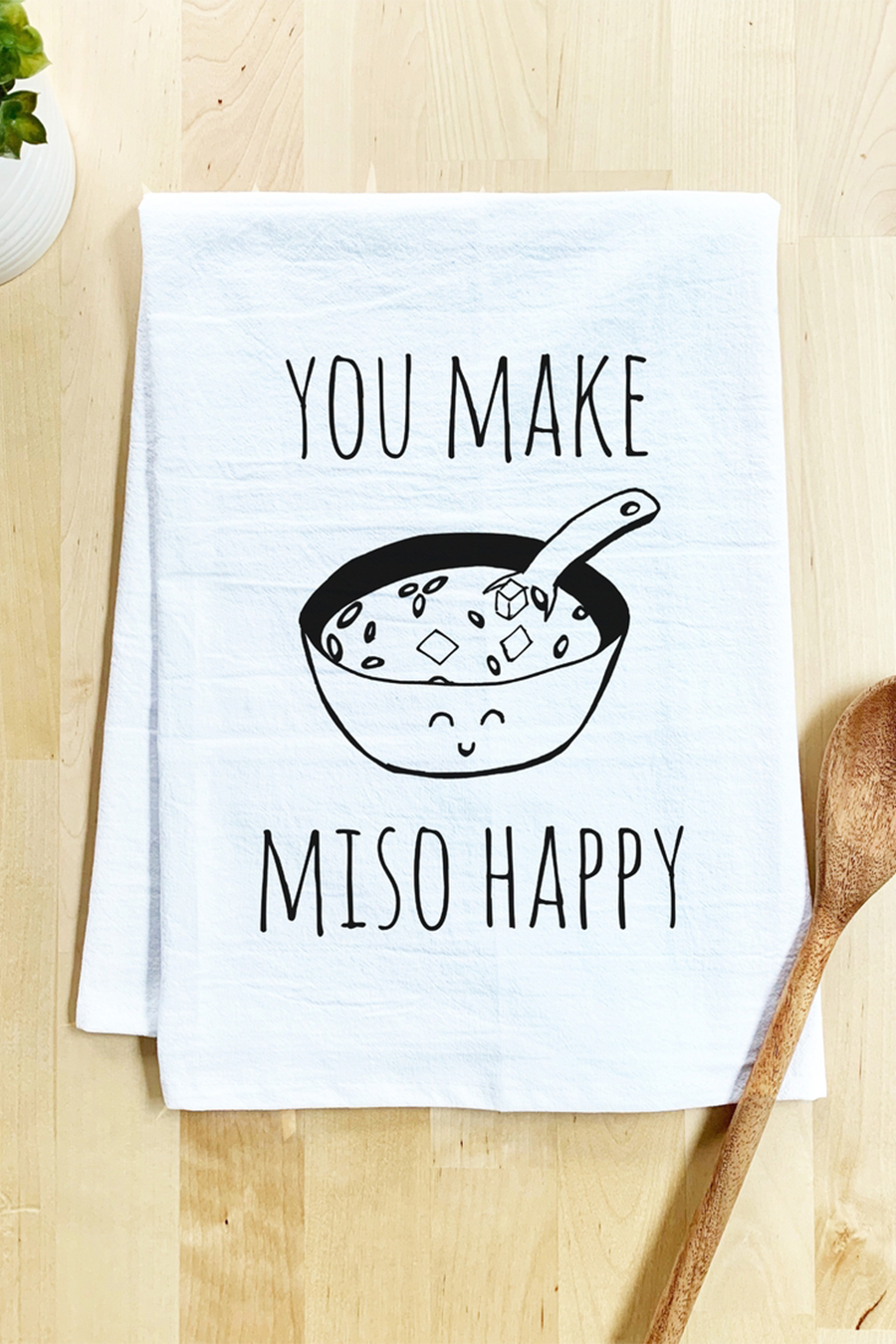 Miso Happy Dish Towel | White - Main Image Number 1 of 1