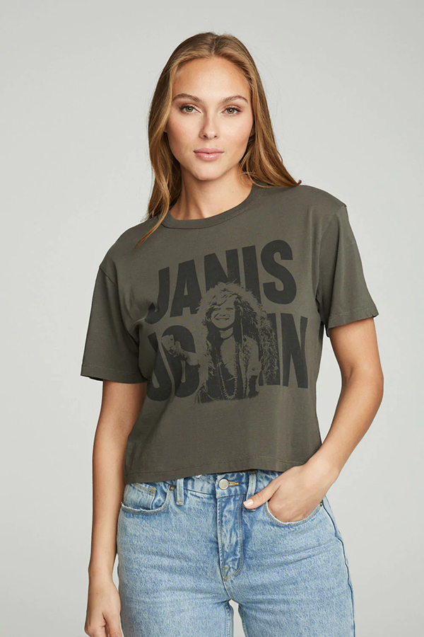 Janis Joplin Icon Cropped Tee | Safari - Main Image Number 1 of 1