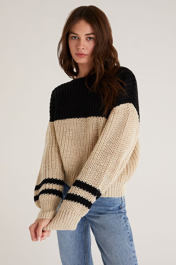 Lyndon Color Block Sweater | Oat - Main Image Number 3 of 3