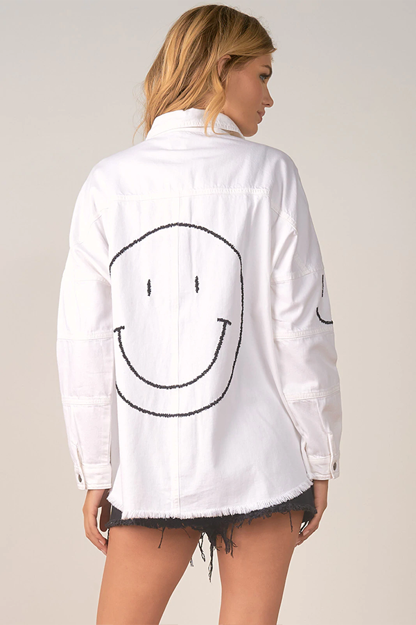 Dolly Smiley Face Jacket | White - Main Image Number 2 of 2