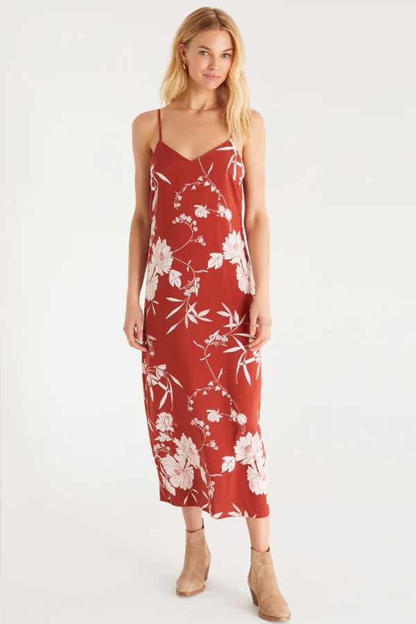 Marlee Floral Midi Dress | Rouge - Main Image Number 1 of 2
