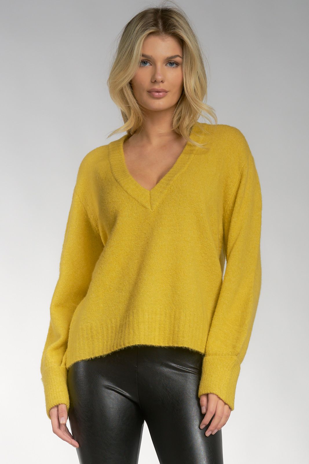 V Neck Sweater | Gold - Main Image Number 1 of 2