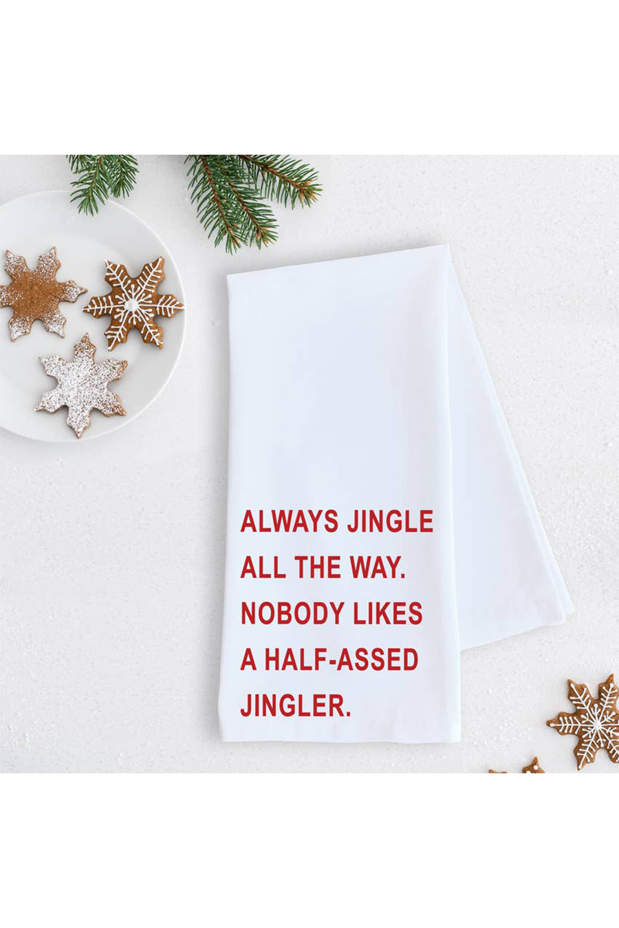 Jingle All The Way Tea Towel | White - Main Image Number 1 of 1