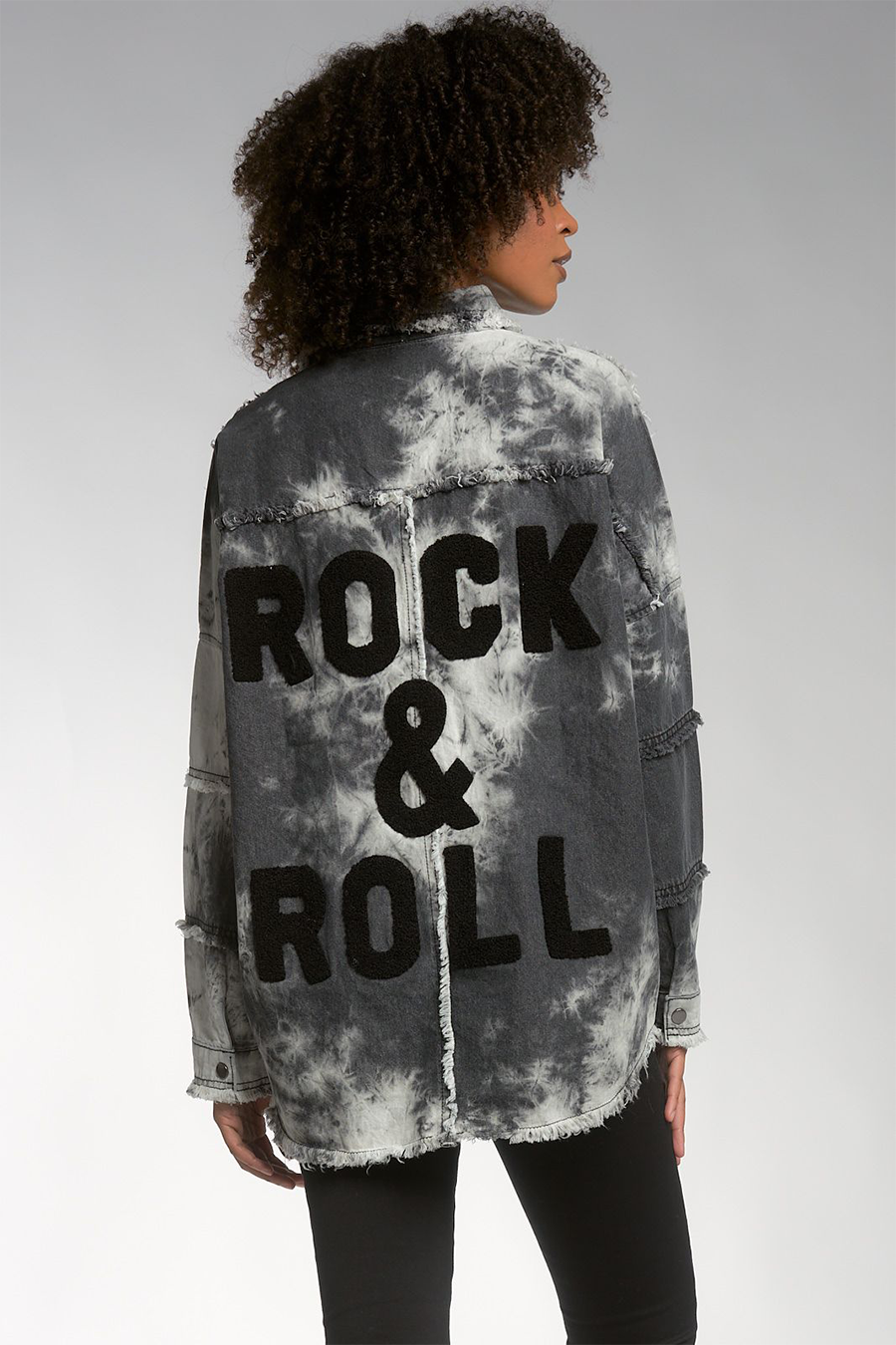 Distressed Rock & Roll Jacket | Black Tie Dye - Main Image Number 1 of 3