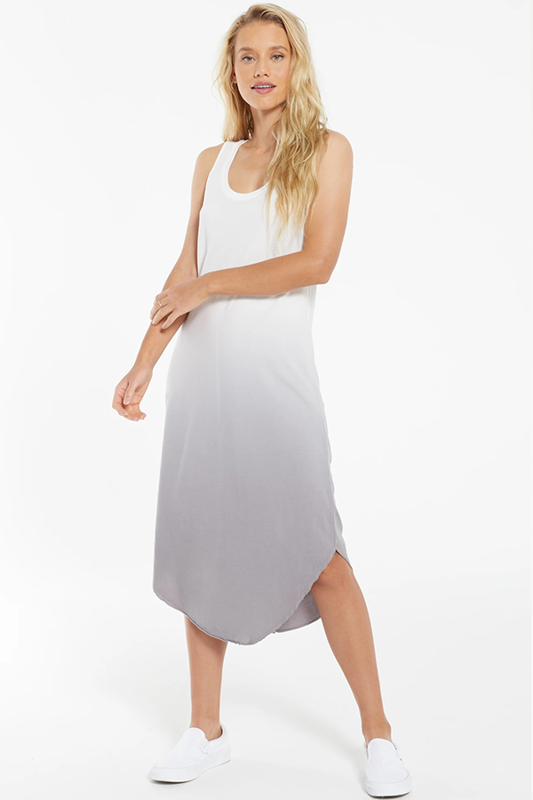 Reverie Scoop Dip Dye Dress | Soft Grey - Main Image Number 2 of 2