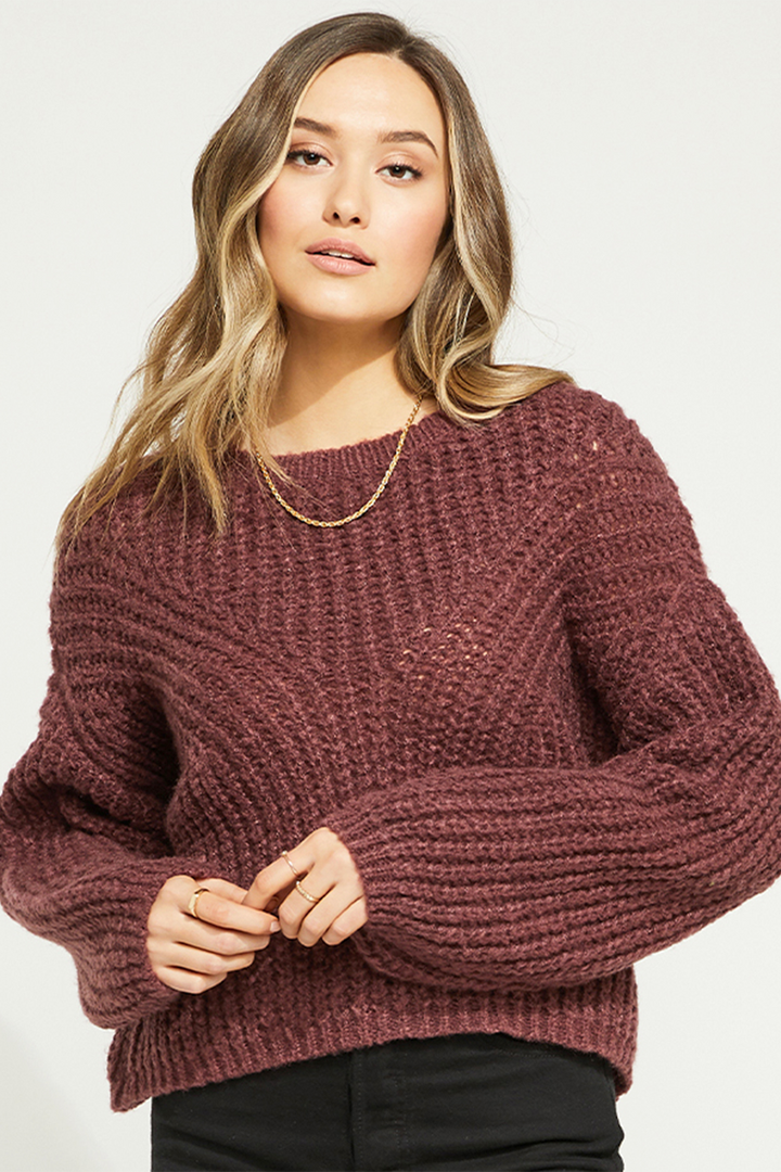 Matilda Yarn Sweater | Heather Currant - Thumbnail Image Number 1 of 2
