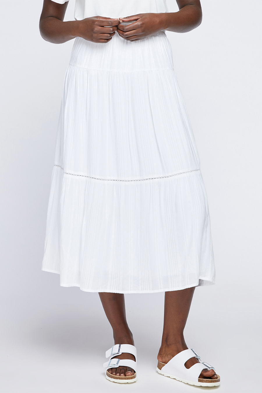 Santorini Stripe Skirt | Ivory - Main Image Number 1 of 2