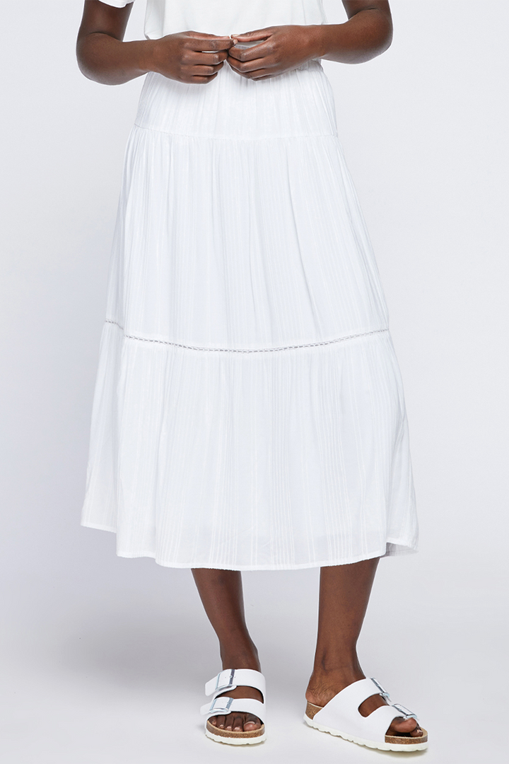 Santorini Stripe Skirt | Ivory - Thumbnail Image Number 1 of 2
