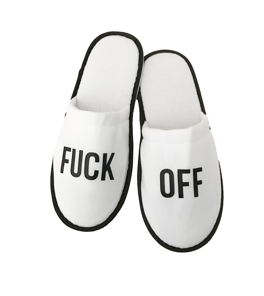 Fuck Off Slippers | White - West of Camden - Main Image Number 1 of 1