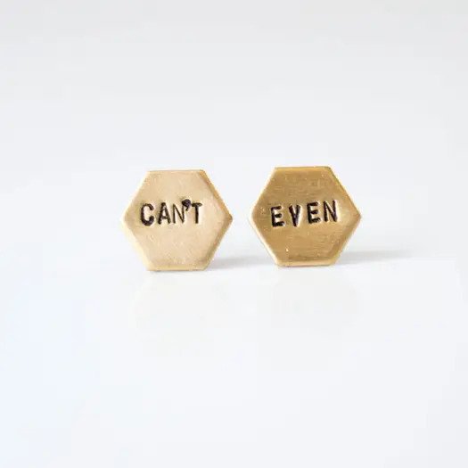 Cant Even Hexagon Earrings | Brass - Main Image Number 1 of 1