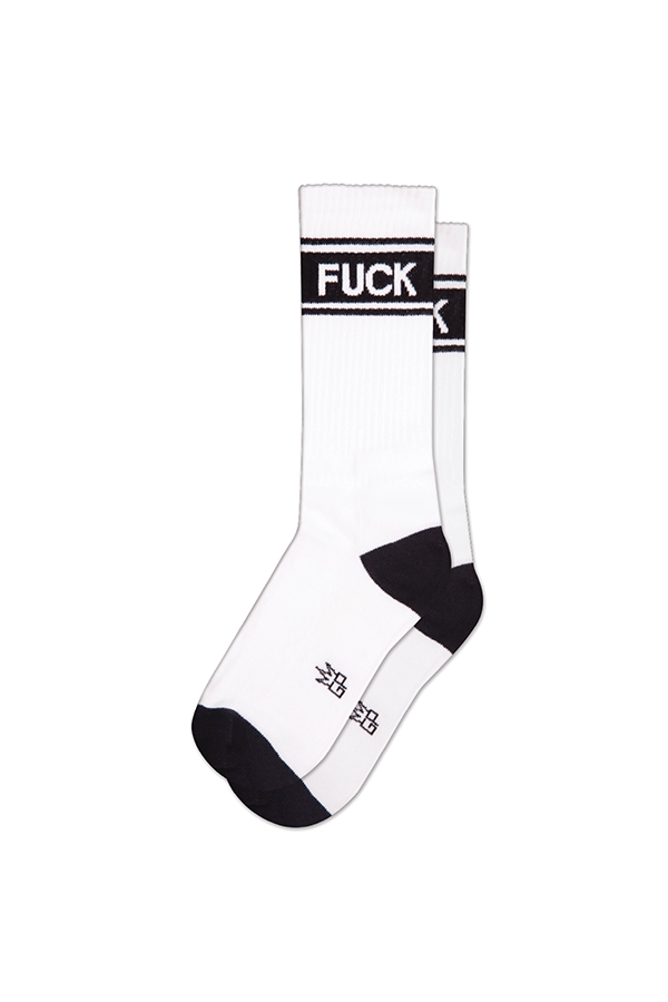 Fuck Black/White Ribbed Gym Sock - Main Image Number 1 of 1