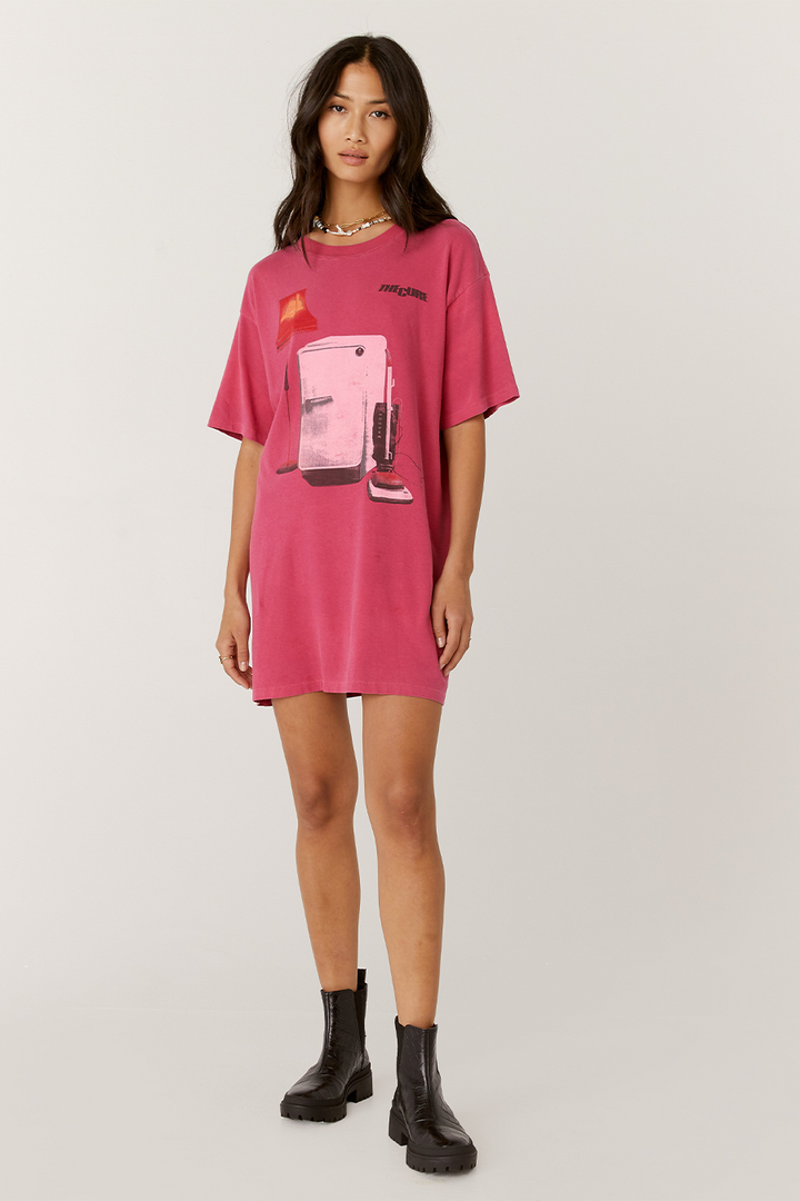 The Cure Imaginary Boys T-Shirt Dress | Passionfruit - Thumbnail Image Number 1 of 2
