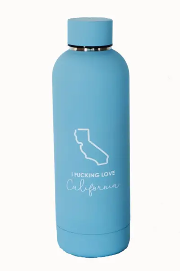 I Fucking Love California Water Bottle | Light Blue - Main Image Number 1 of 1