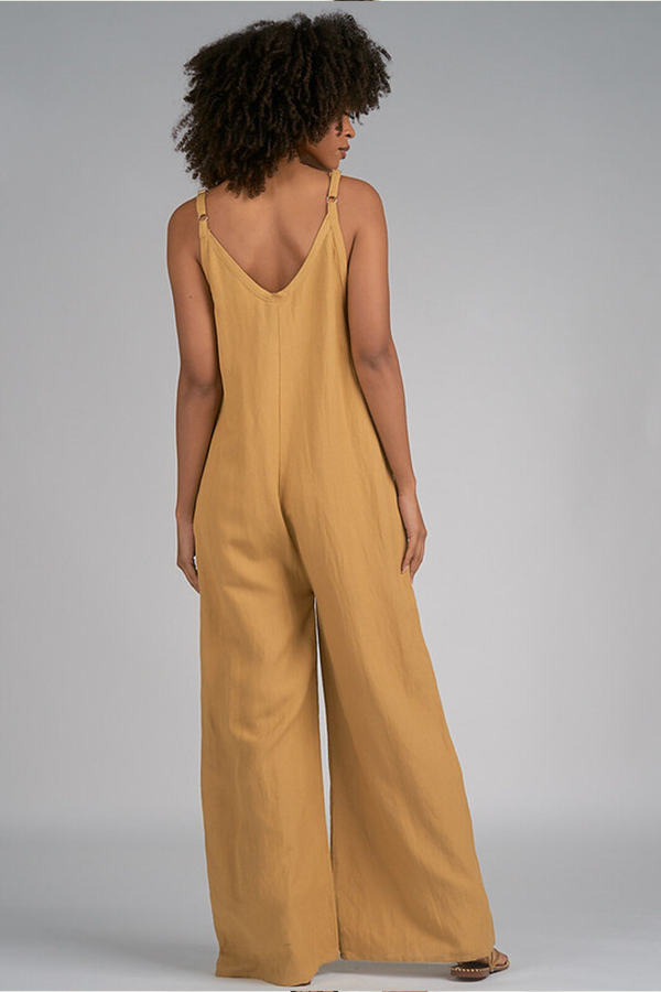 Linen Jumpsuit | Mustard - Main Image Number 2 of 2