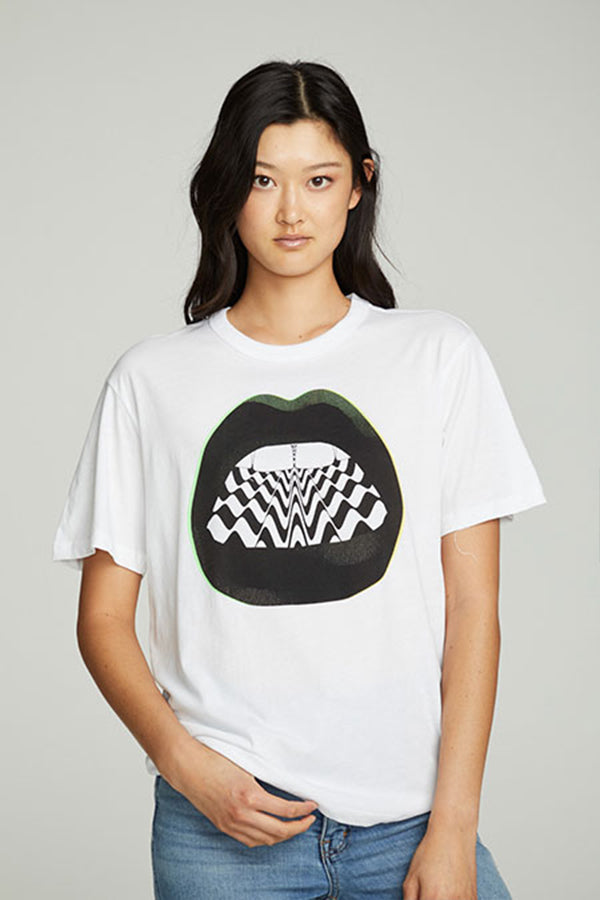 Wavy Lips Jersey Tee | White - Main Image Number 1 of 1