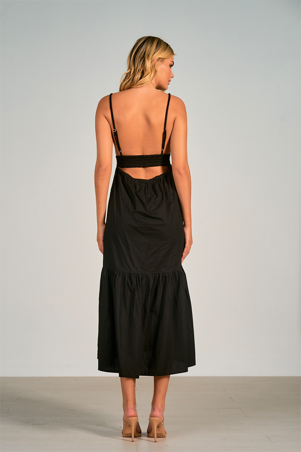 Bralette Ruffled Maxi Dress | Black - Main Image Number 2 of 2