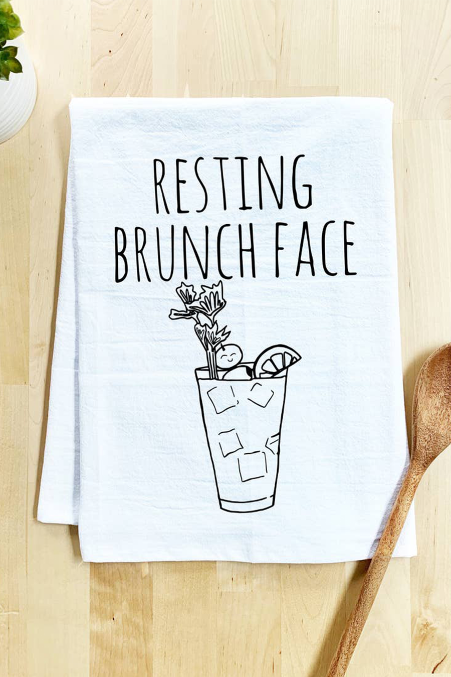 Resting Brunch Face Dish Towel | White - Main Image Number 1 of 1