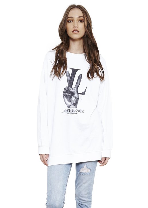 Love Peace Sweatshirt | White - Main Image Number 1 of 2