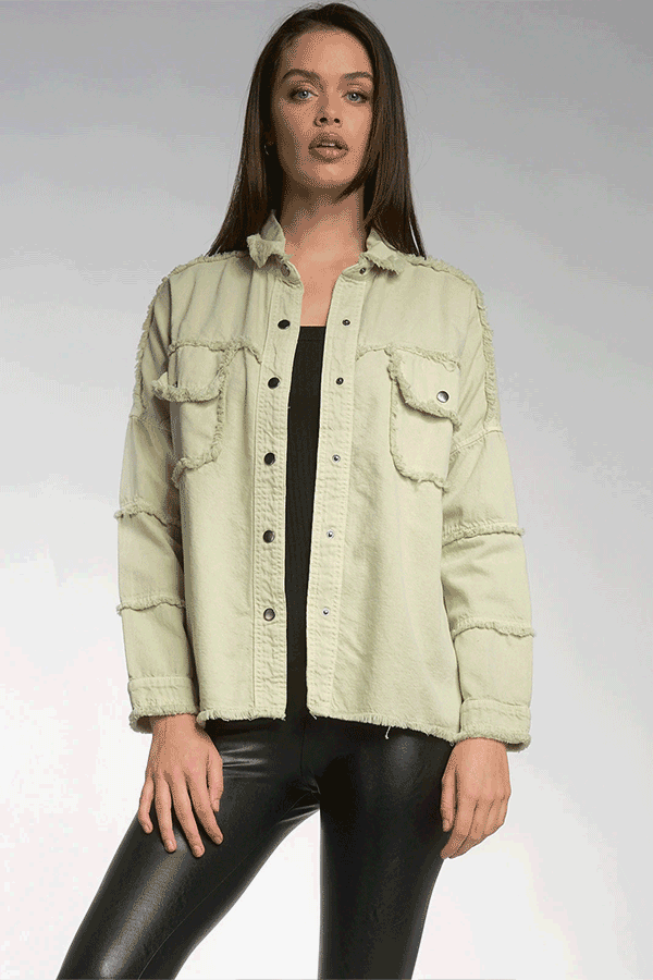 Distressed Rock & Roll Jacket | Stone - Main Image Number 2 of 2