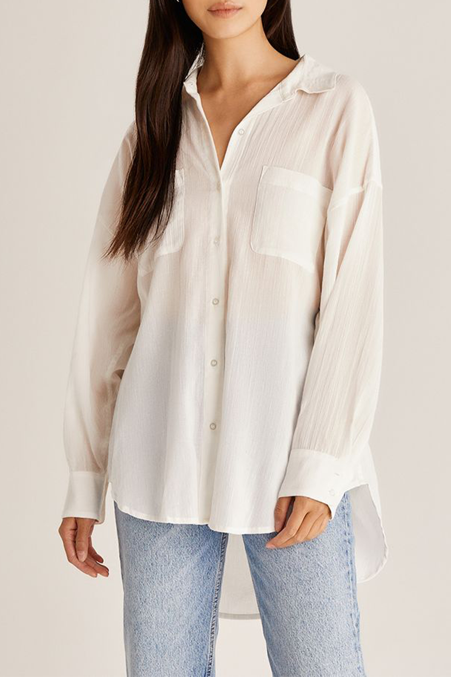 Lalo Button Up Top | White - Visual Media Number 2 of 3