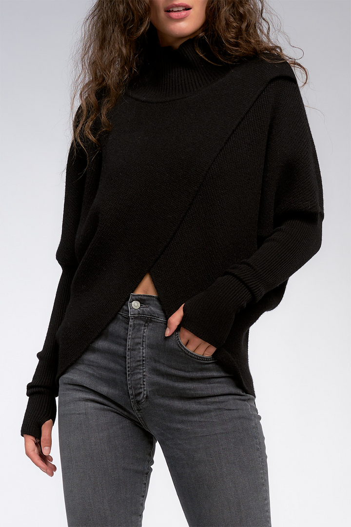 CrossFront Sweater | Black - Thumbnail Image Number 1 of 3
