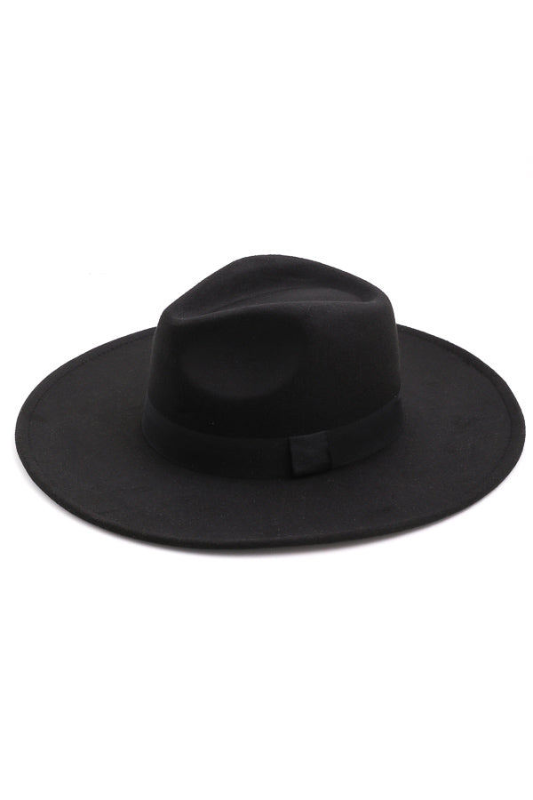 Flat Wide Brim Hat | Black - West of Camden