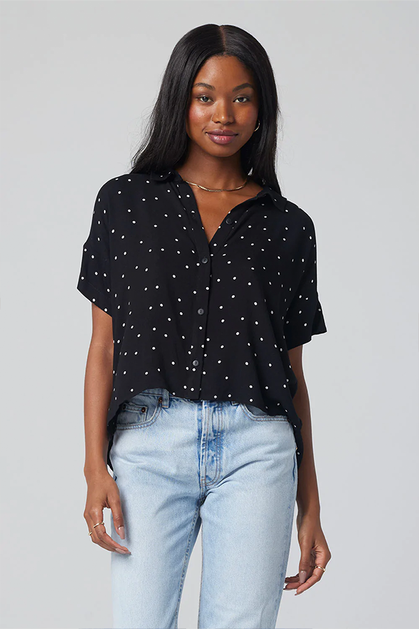 Maribel Shirt | Black Dot - Main Image Number 1 of 2