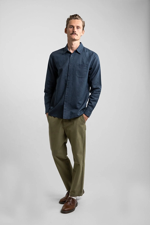 Classic Linen LS Shirt | Worn Navy - Thumbnail Image Number 1 of 2
