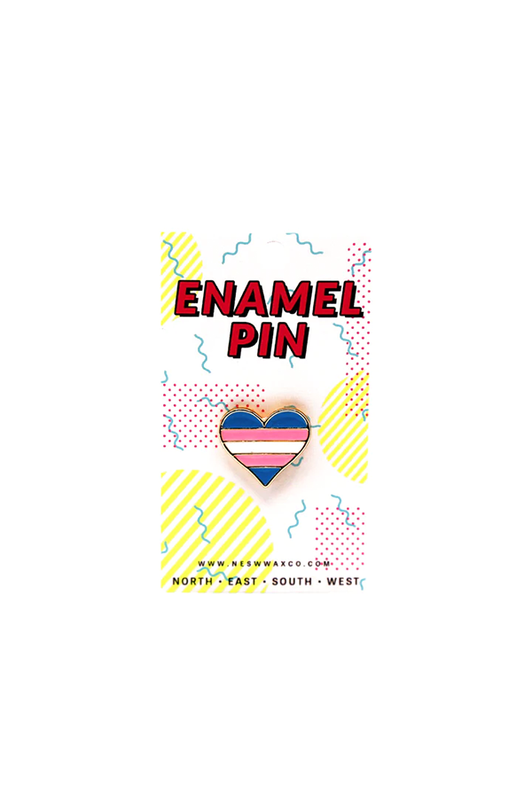 Striped Heart Enamel Pin - Main Image Number 1 of 1