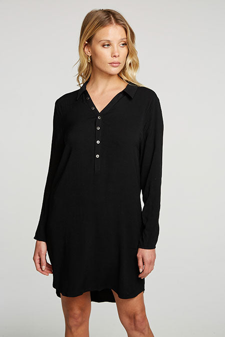 Heirloom Long Sleeve Shirt Dress | Black - Main Image Number 1 of 1
