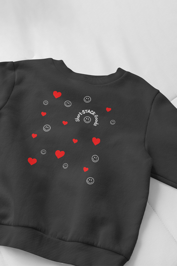 Smiles and Hearts Pullover | Black - Main Image Number 1 of 1
