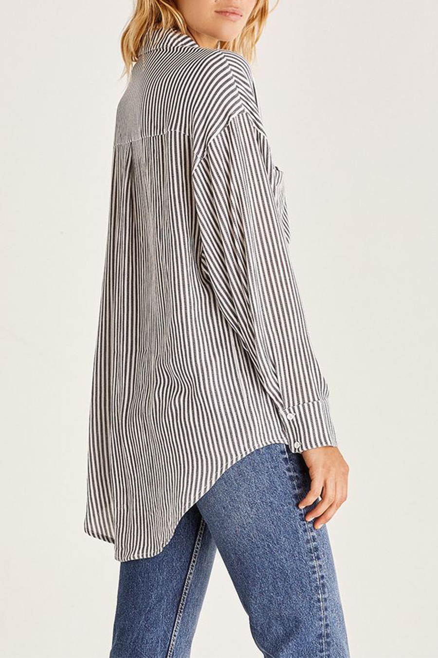 Lalo Striped Button Up Top | Black - Visual Media Number 2 of 2