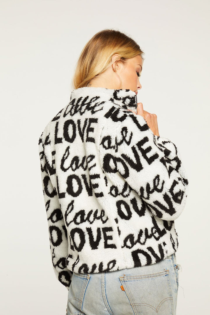 LOVE Faux Fur Blouson Jacket | Cream - Thumbnail Image Number 2 of 2
