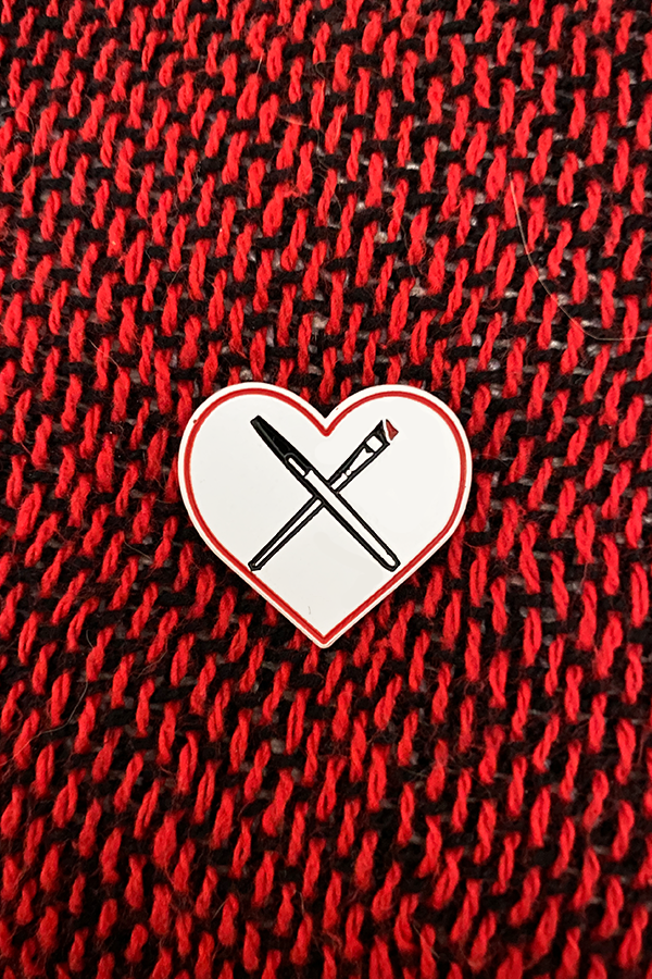 Pen and Brush Heart Pin - Main Image Number 1 of 2